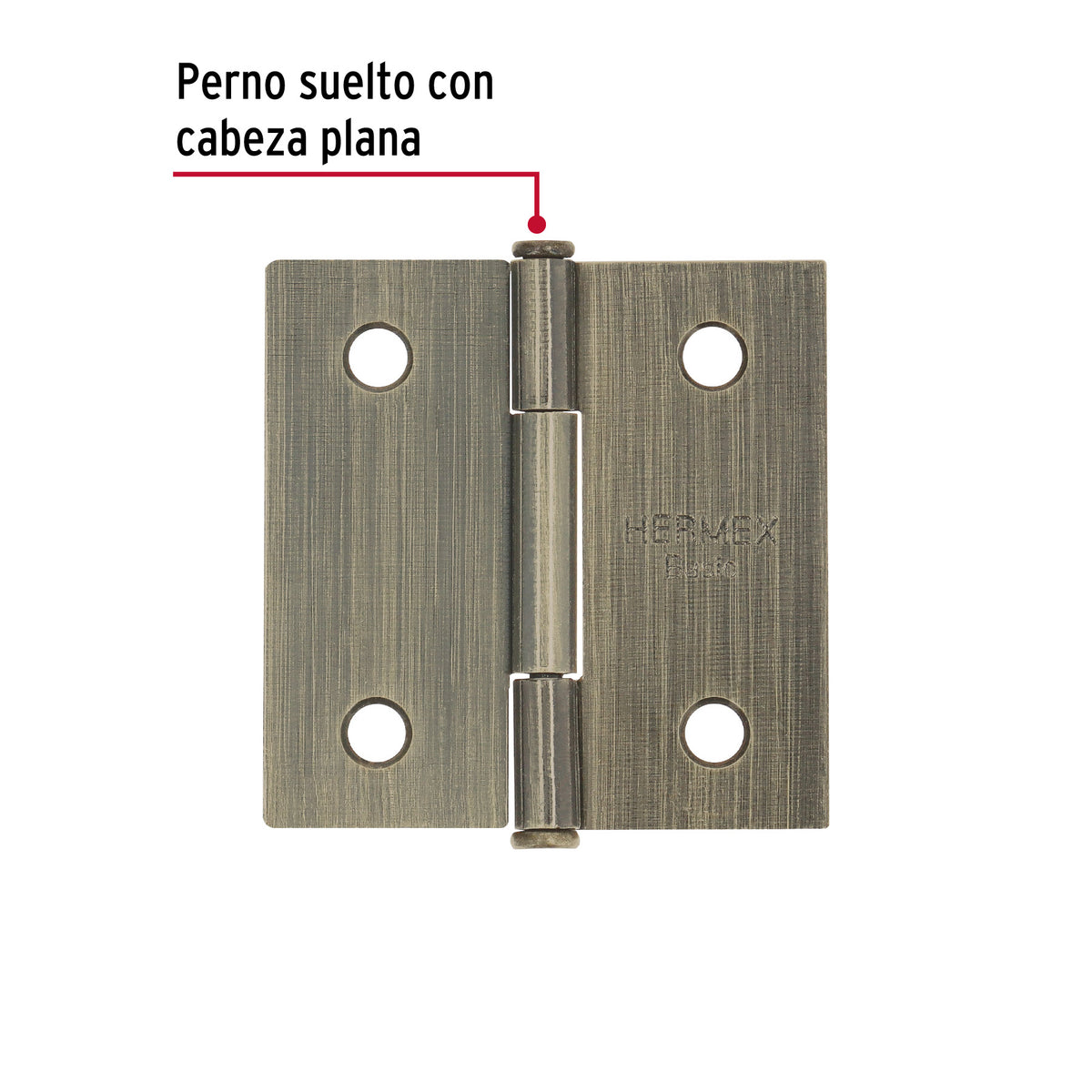 Bisagra cuadrada 2", latón antiguo, cabeza plana, Basic · vista 2