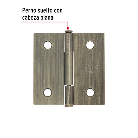 Bisagra cuadrada 2", latón antiguo, cabeza plana, Basic · vista 2