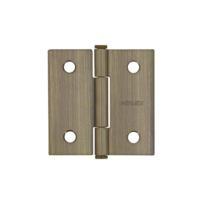 Bisagra cuadrada de acero con acabado latón antiguo