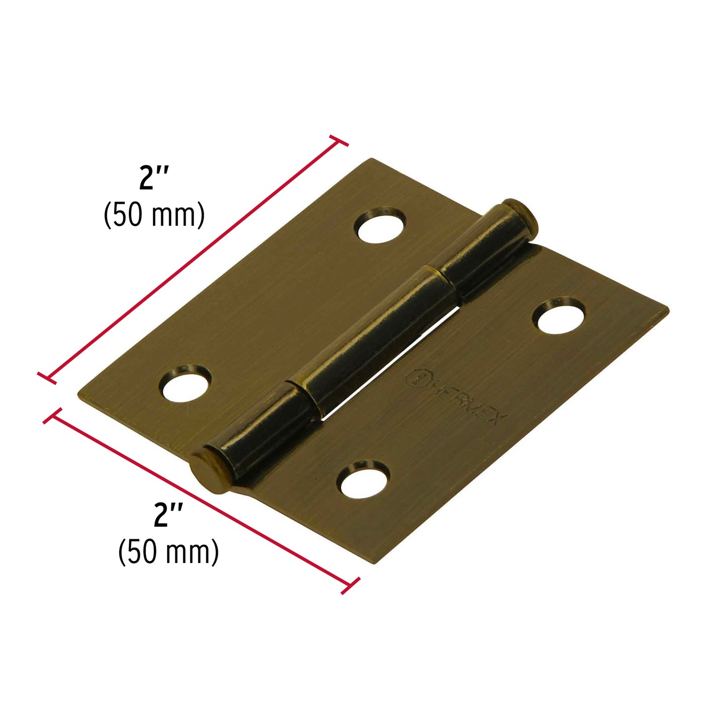 Bisagra cuadrada de acero con acabado latón antiguo