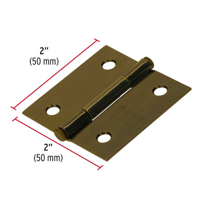 Bisagra cuadrada de acero con acabado latón antiguo