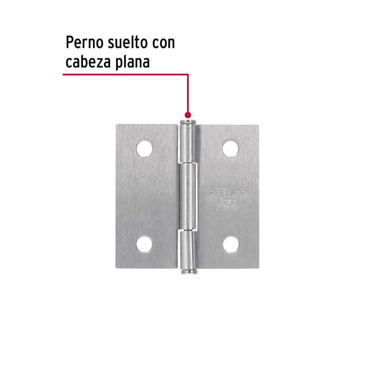 Bisagra cuadrada 2", acero satinado, cabeza plana, BASIC · vista 2