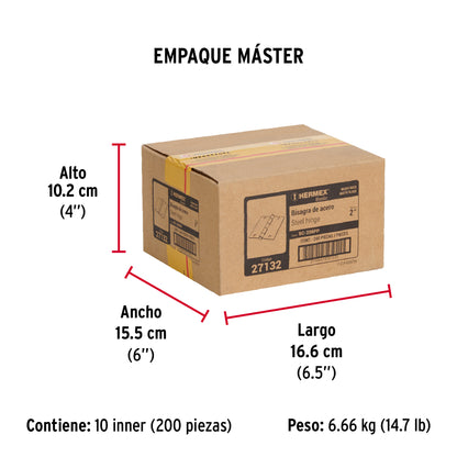 Bisagra cuadrada 2", acero negro mate, cabeza plana, BASIC · vista 6