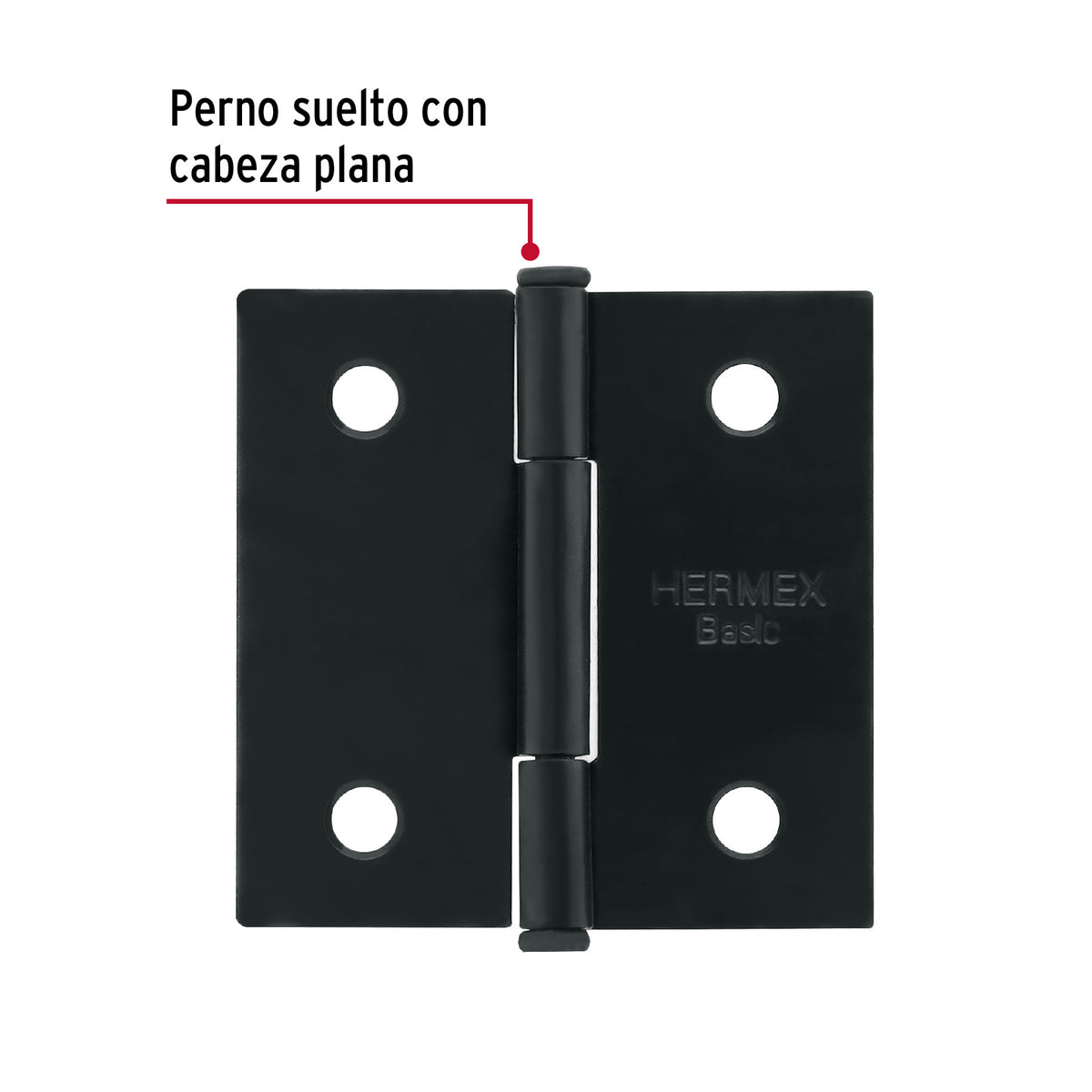 Bisagra cuadrada 2", acero negro mate, cabeza plana, BASIC · vista 2