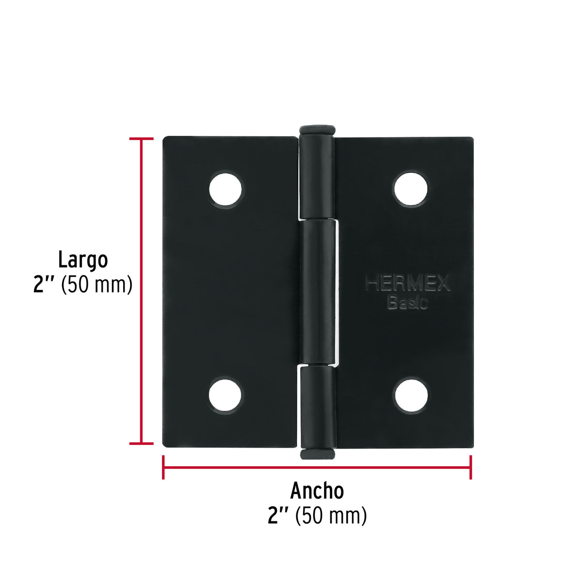 Bisagra cuadrada 2", acero negro mate, cabeza plana, BASIC · vista 3