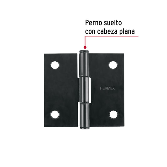 Bisagra cuadrada 2", acero negro mate, cabeza plana · vista 2