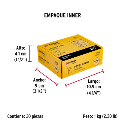 Bisagra cuadrada 2-1/2",acero latonado, cabeza plana, BASIC · vista 5