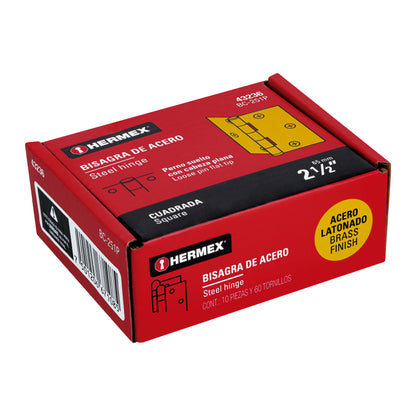 Bisagra cuadrada de acero con acabado latonado