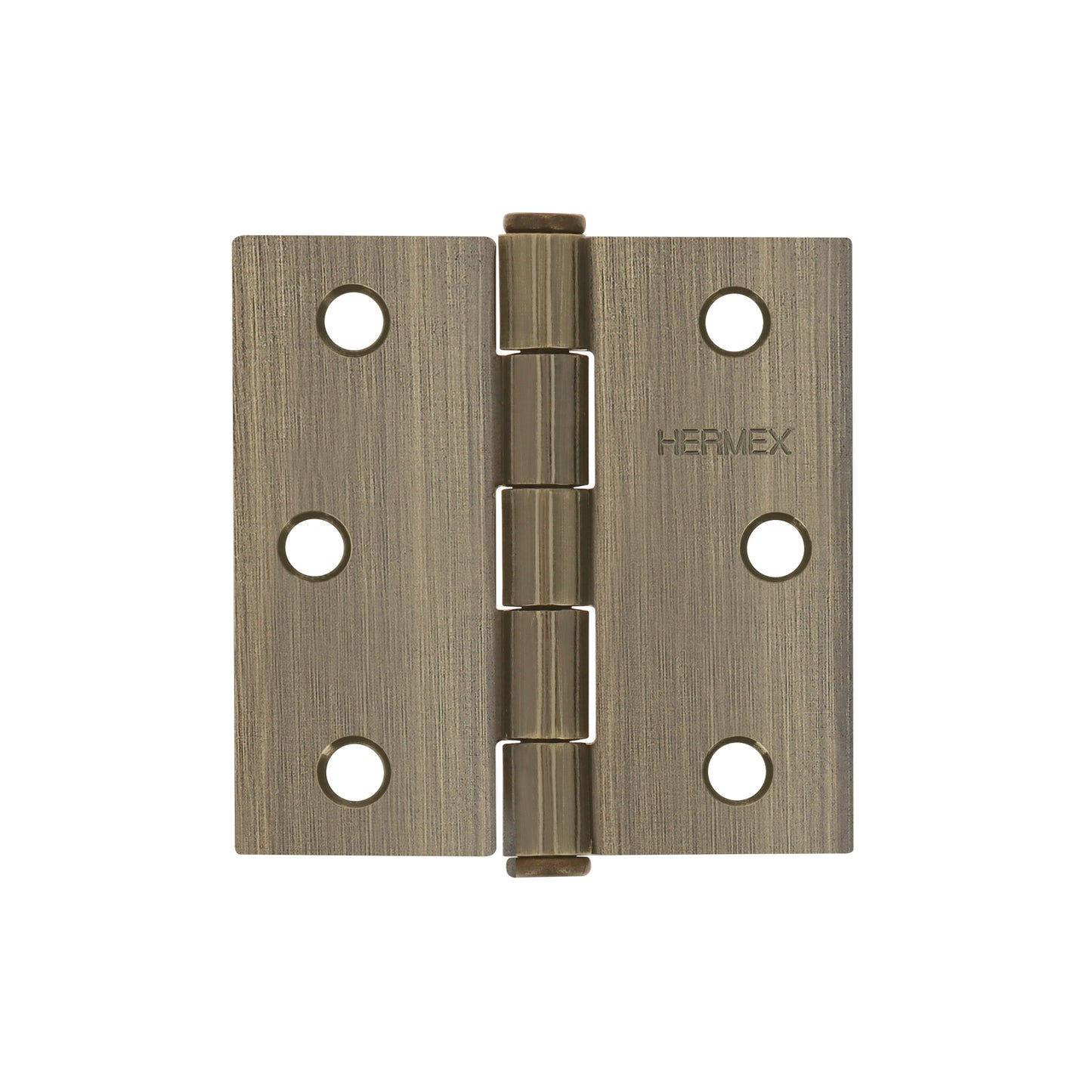 Bisagra cuadrada de acero con acabado latón antiguo