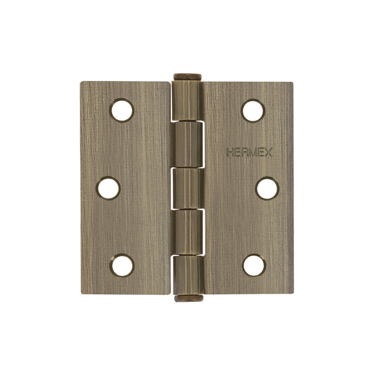 Bisagra cuadrada de acero con acabado latón antiguo