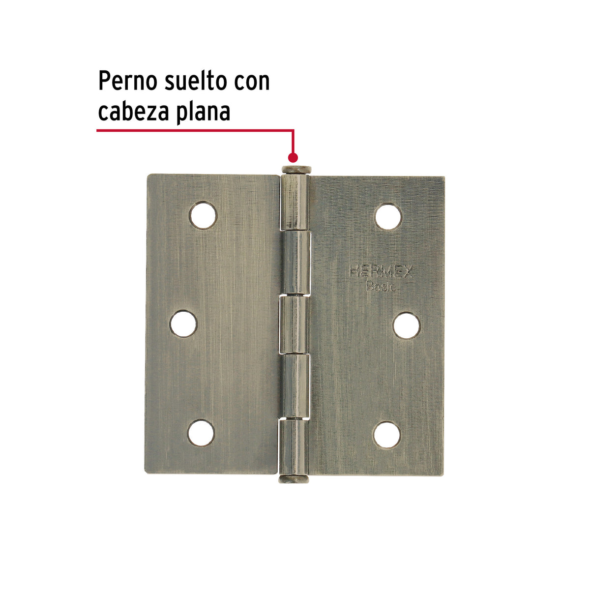 Bisagra cuadrada 2-1/2", latón antiguo, cabeza plana, Basic · vista 2