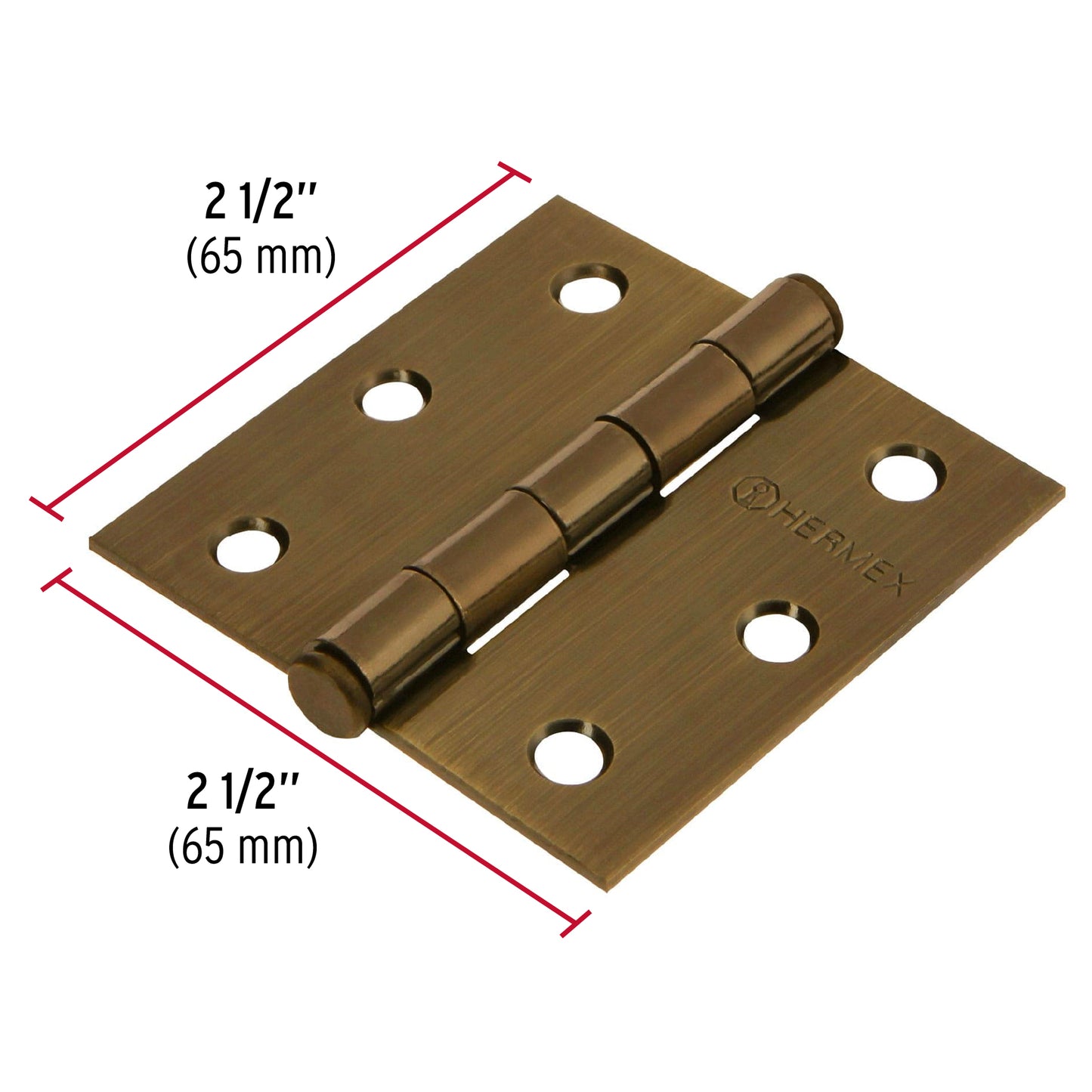 Bisagra cuadrada de acero con acabado latón antiguo