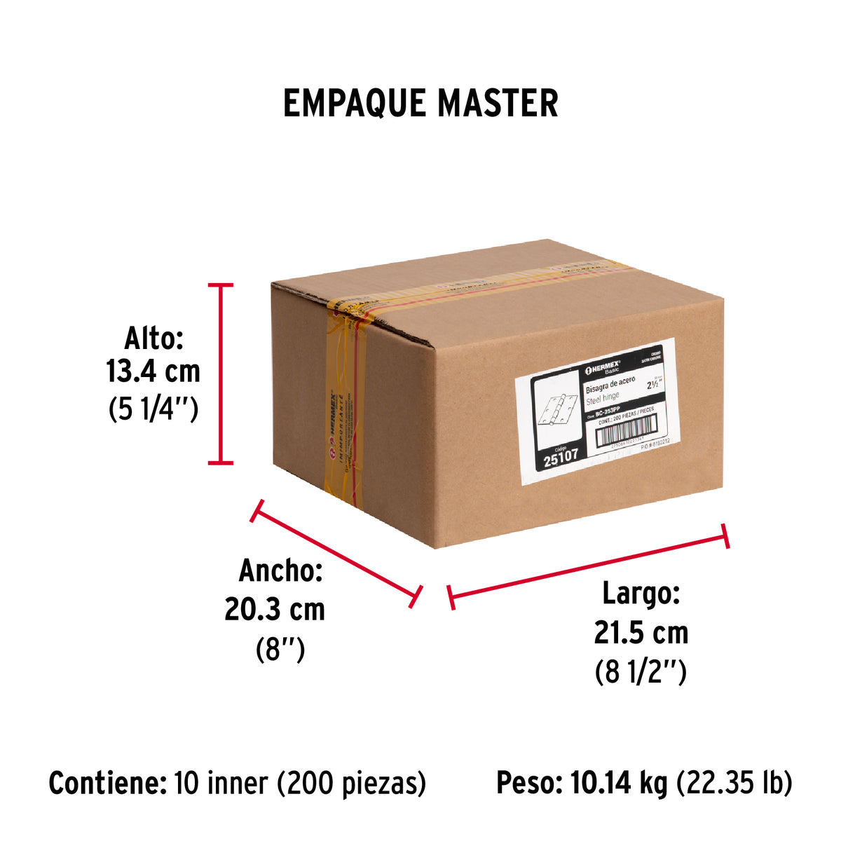 Bisagra cuadrada 2-1/2", acero satinado, cabeza plana, BASIC · vista 6