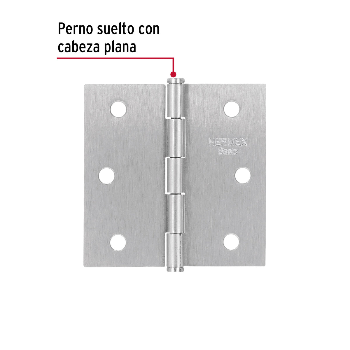 Bisagra cuadrada 2-1/2", acero satinado, cabeza plana, BASIC · vista 2