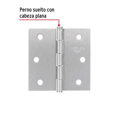 Bisagra cuadrada 2-1/2", acero satinado, cabeza plana, BASIC · vista 2