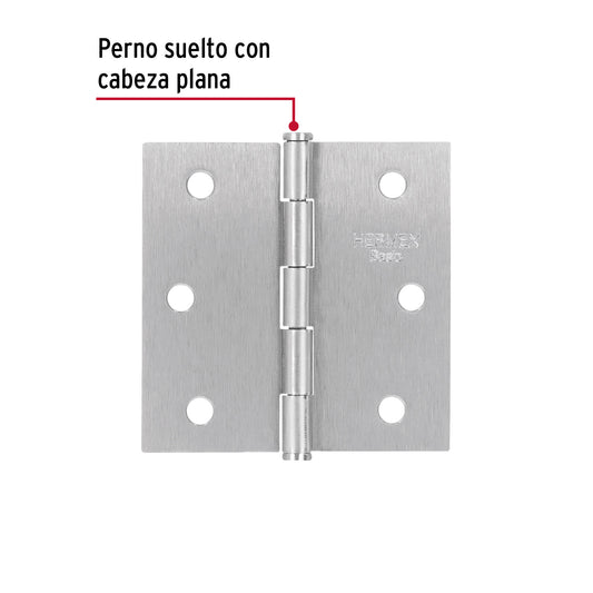 Bisagra cuadrada 2-1/2", acero satinado, cabeza plana, BASIC · vista 2