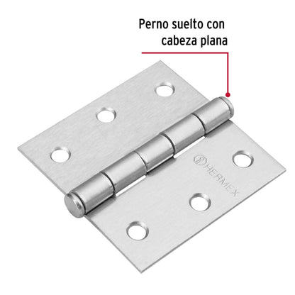 Bisagra cuadrada de acero con acabado satinado