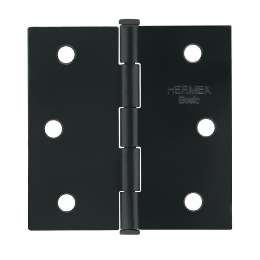 Bisagra cuadrada 2-1/2", acero negro mate cabeza plana BASIC