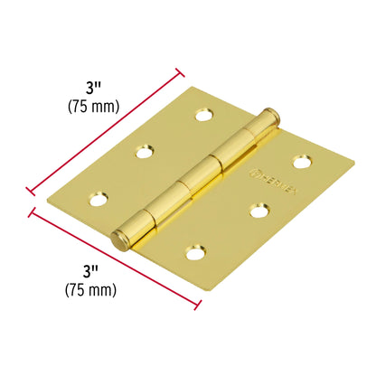 Bisagra cuadrada de acero con acabado latonado