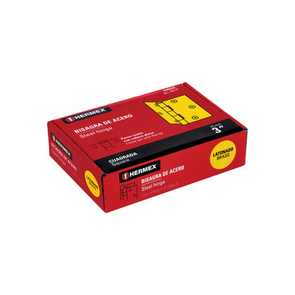 Bisagra cuadrada de acero con acabado latonado