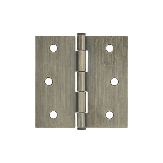 Bisagra cuadrada 3", latón antiguo, cabeza plana, Basic
