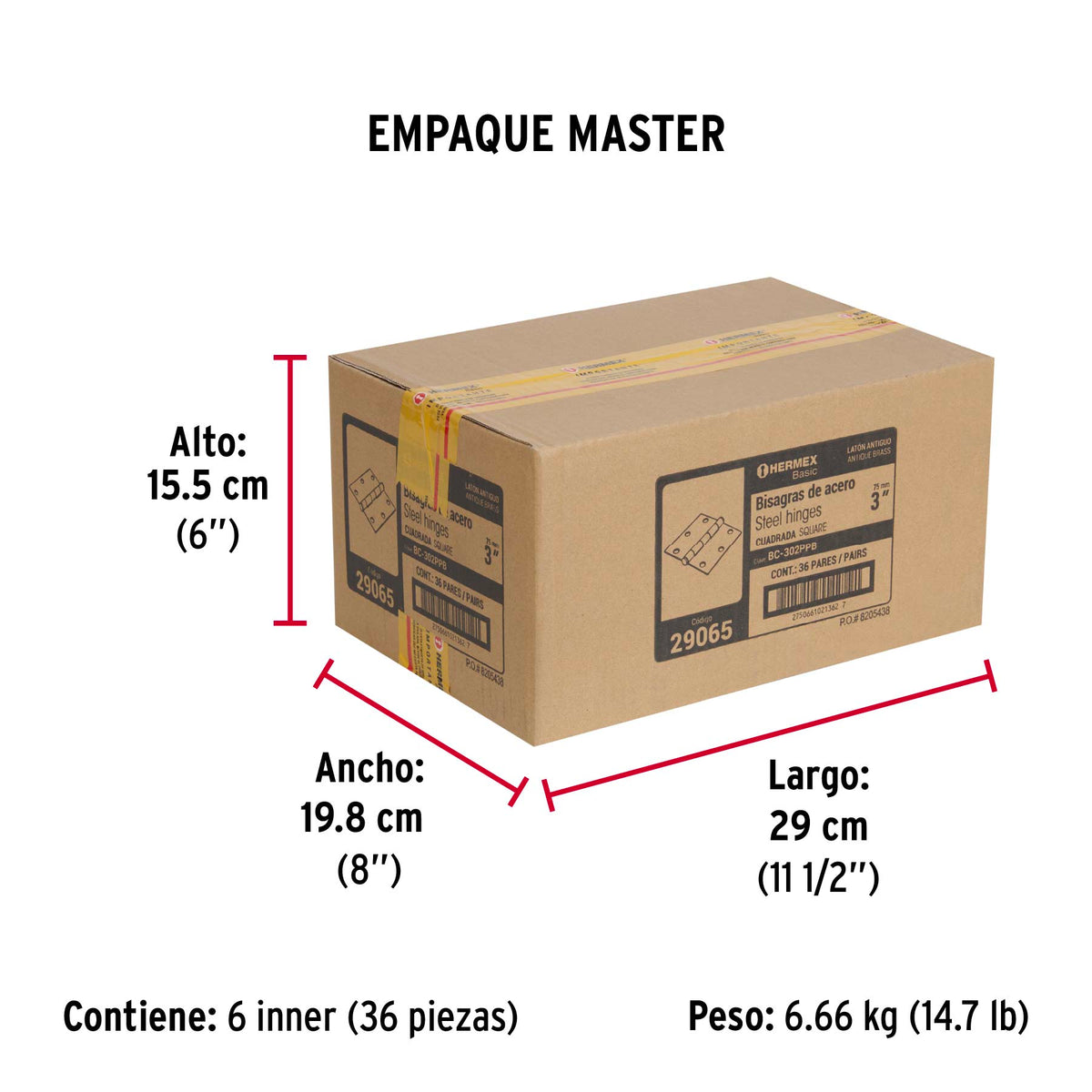 Bolsa 2 bisagras cuadradas 3", latón antiguo, plana, BASIC · vista 4