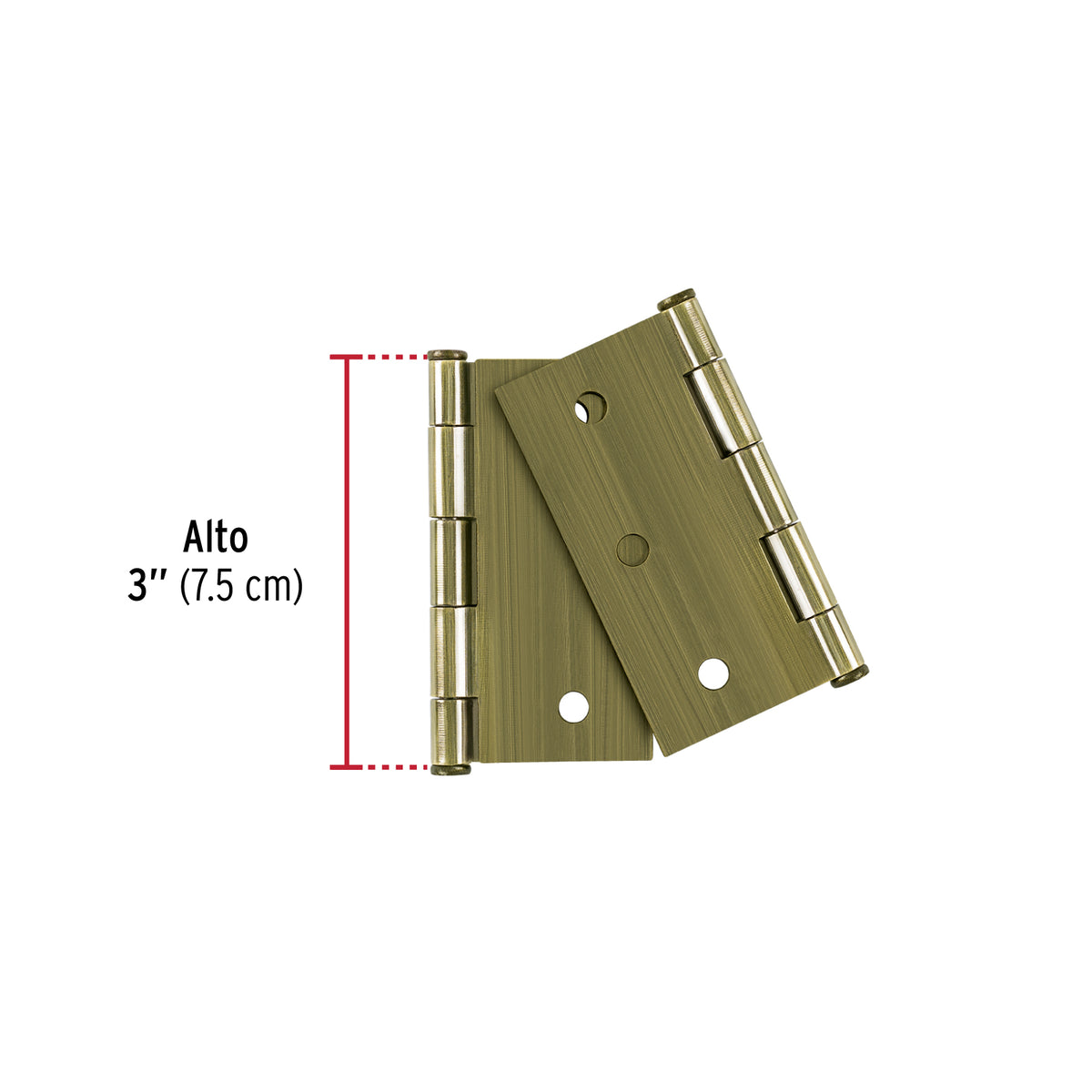 Bolsa 2 bisagras cuadradas 3", latón antiguo, plana, BASIC · vista 2