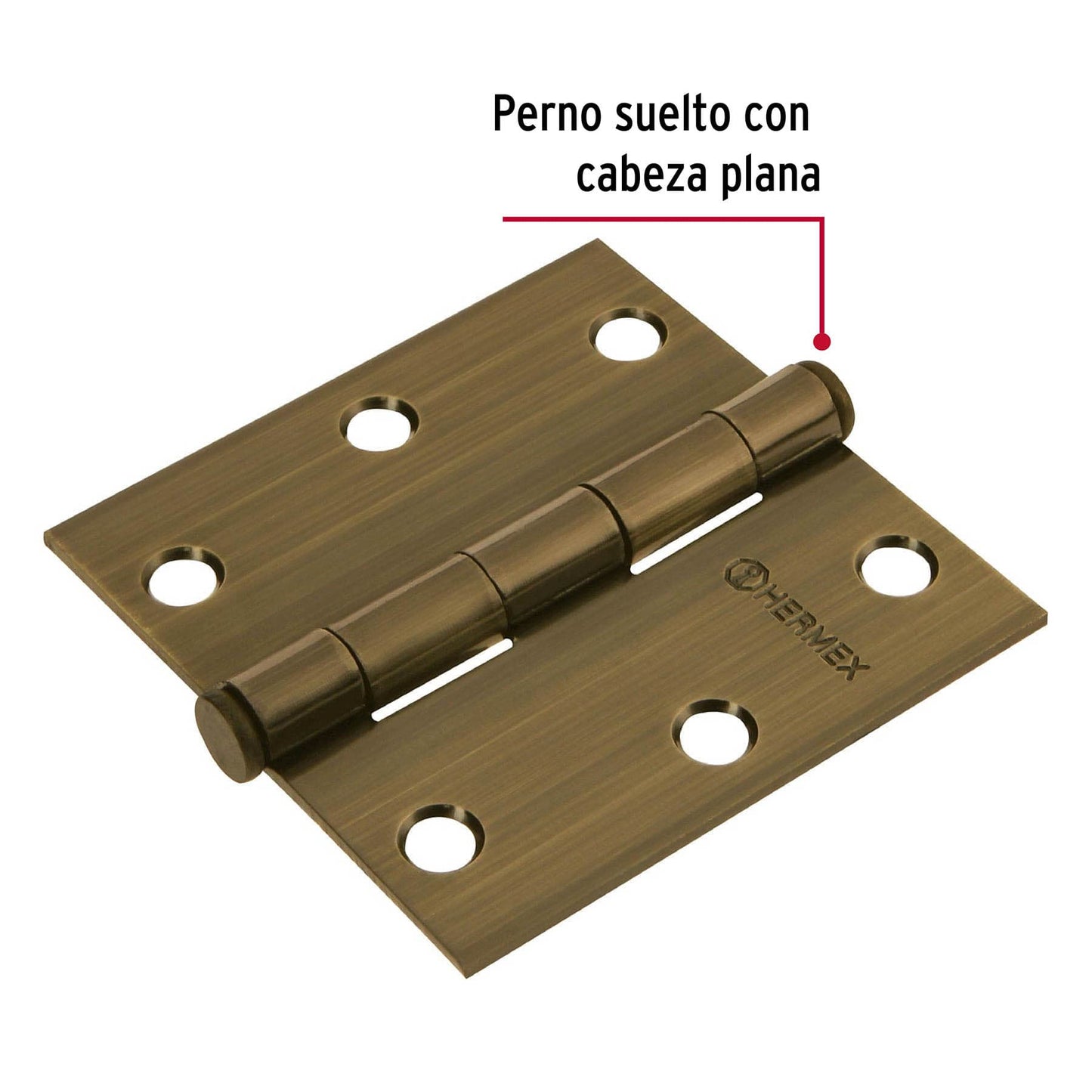 Bisagra cuadrada de acero con acabado latón antiguo