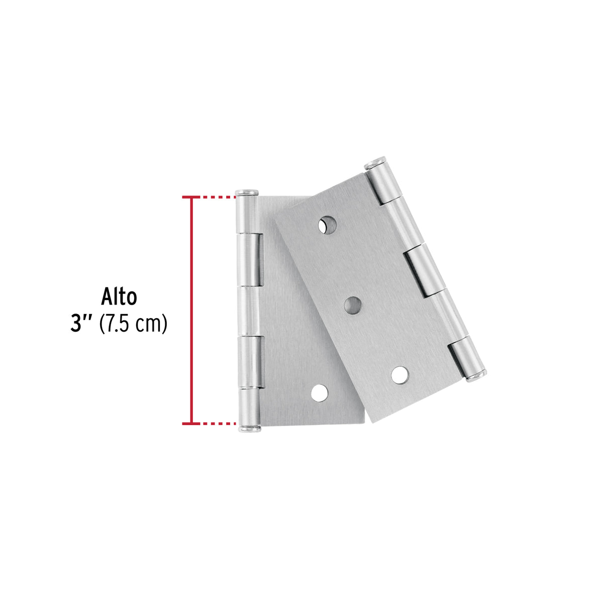 Bolsa 2 bisagras cuadradas 3", satinado, plana, BASIC · vista 2