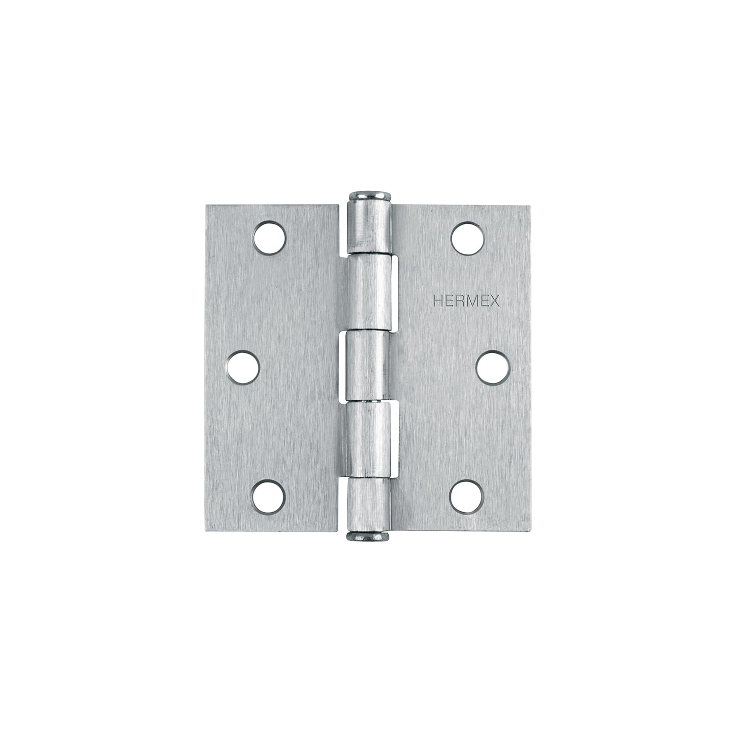 Bisagra cuadrada de acero con acabado satinado