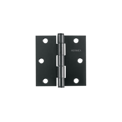 Bisagra cuadrada 3", acero negro mate, cabeza plana