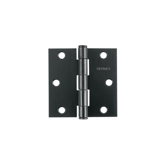 Bisagra cuadrada 3", acero negro mate, cabeza plana