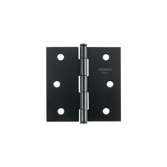 Bisagra cuadrada 3", acero negro mate, cabeza plana, BASIC