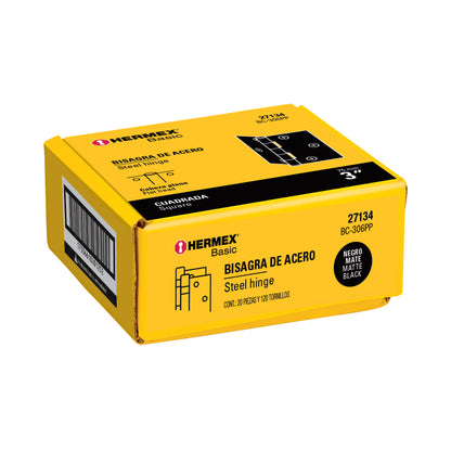 Bisagra cuadrada 3", acero negro mate, cabeza plana, BASIC · vista 4