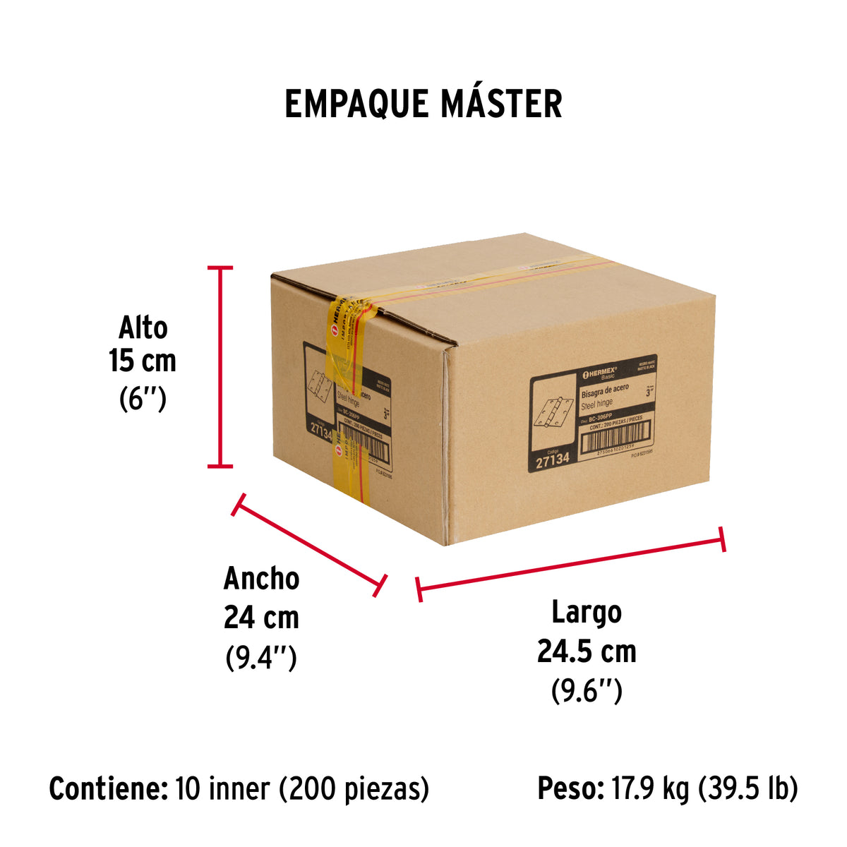 Bisagra cuadrada 3", acero negro mate, cabeza plana, BASIC · vista 6