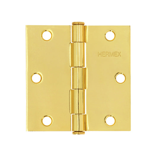 Bisagra cuadrada de acero con acabado latonado
