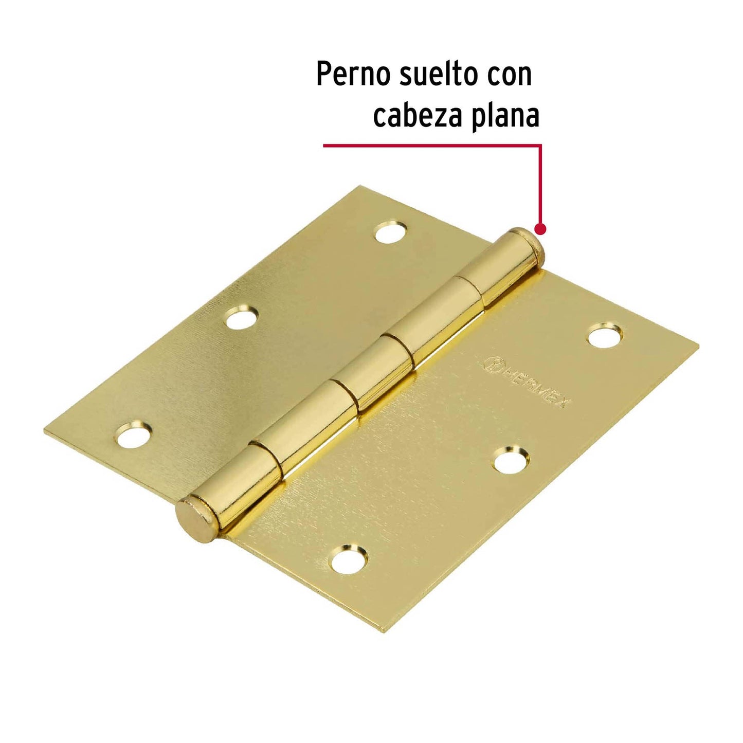 Bisagra cuadrada de acero con acabado latonado