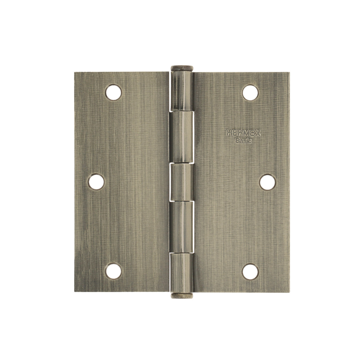 Bisagra cuadrada 3-1/2", latón antiguo, cabeza plana, Basic