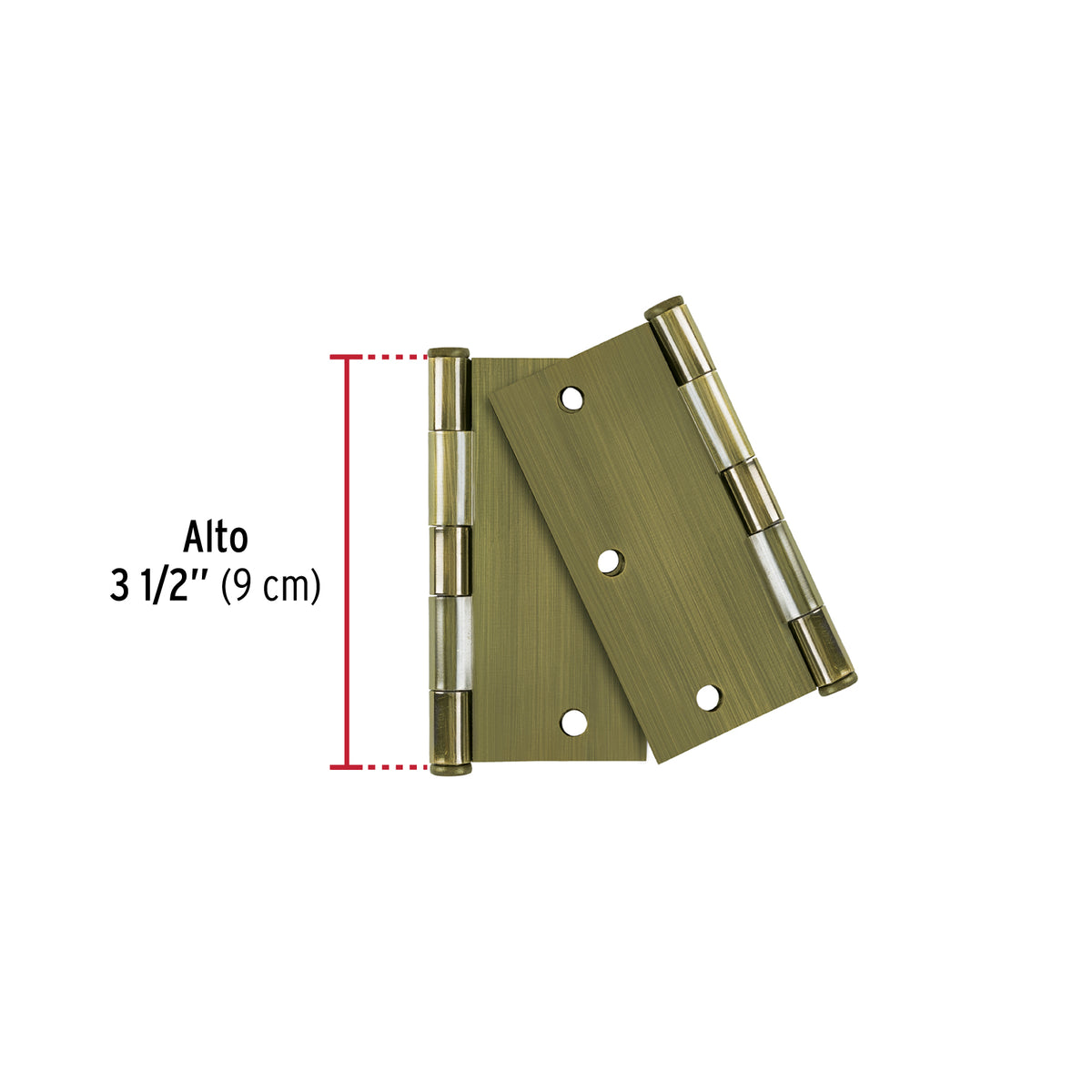 Bolsa 2 bisagras cuadradas 3-1/2" latón antiguo, plana BASIC · vista 2