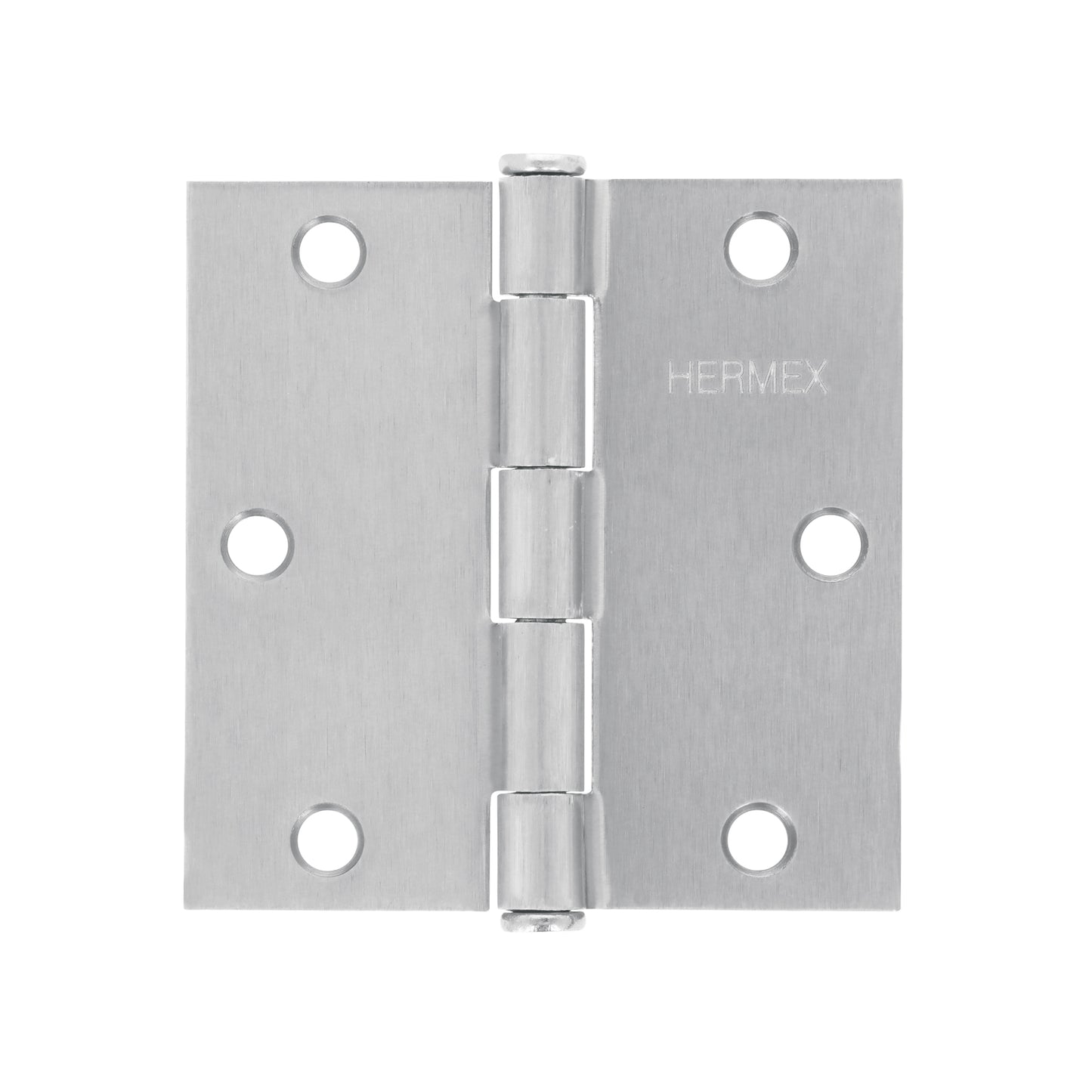 Bisagra cuadrada de acero con acabado satinado
