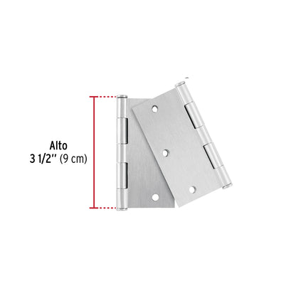 Bolsa 2 bisagras cuadradas 3-1/2", satinado, plana, BASIC · vista 2