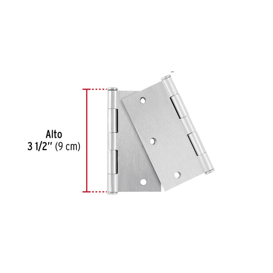 Bolsa 2 bisagras cuadradas 3-1/2", satinado, plana, BASIC · vista 2