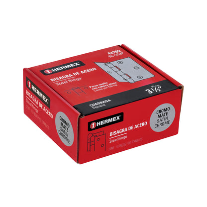 Bisagra cuadrada de acero con acabado satinado