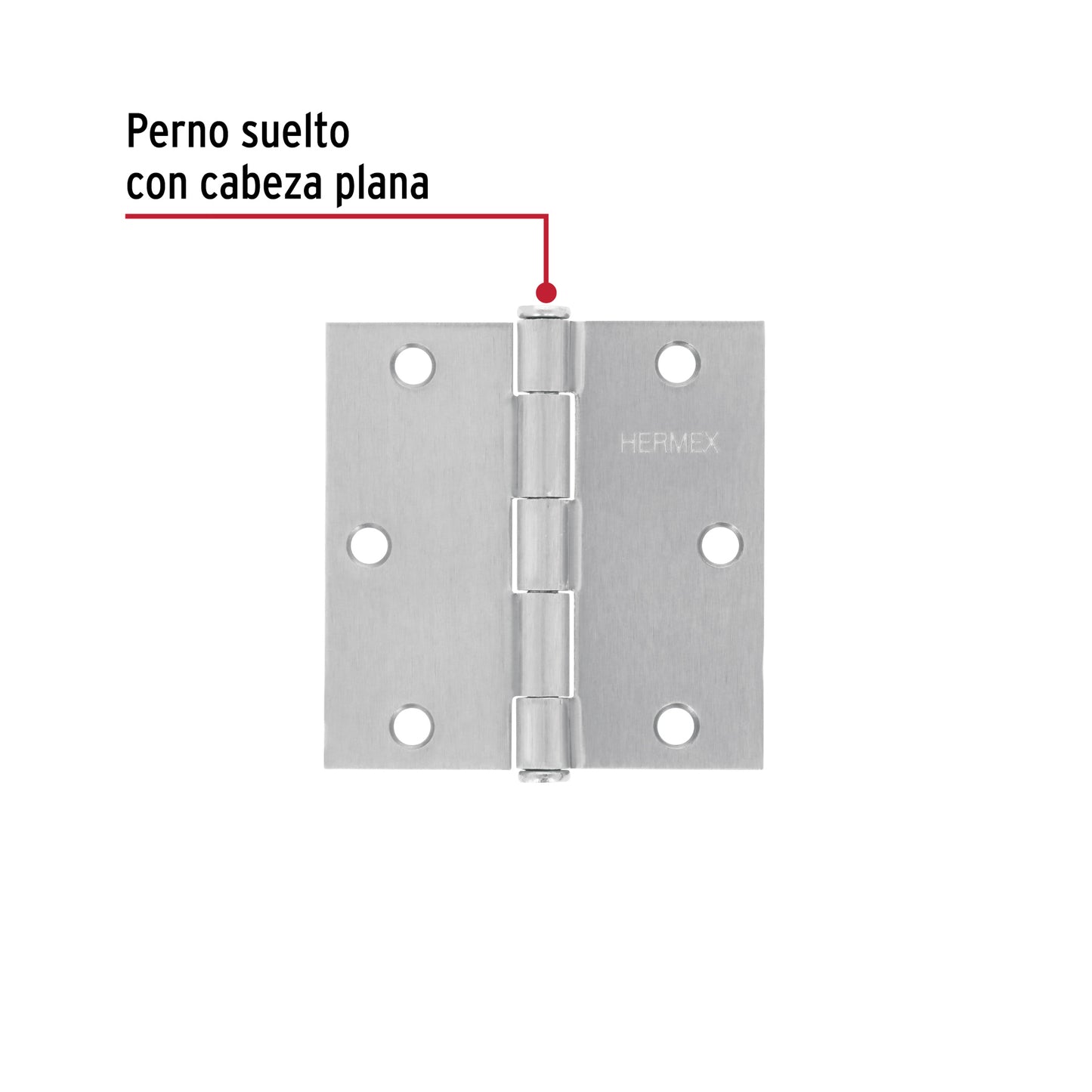 Bisagra cuadrada de acero con acabado satinado