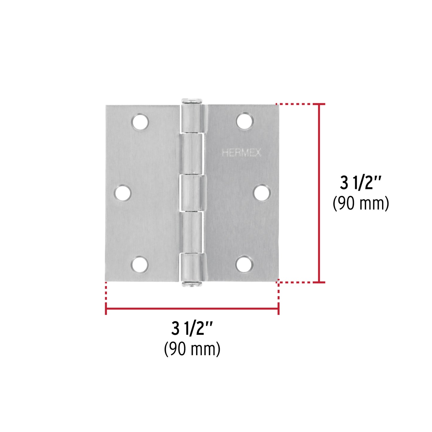 Bisagra cuadrada de acero con acabado satinado