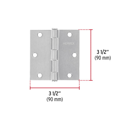 Bisagra cuadrada de acero con acabado satinado