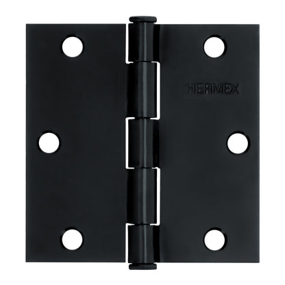 Bisagra cuadrada 3-1/2", acero negro mate, cabeza plana