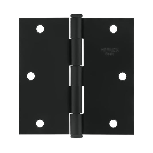 Bisagra cuadrada 3-1/2", acero negro mate cabeza plana BASIC