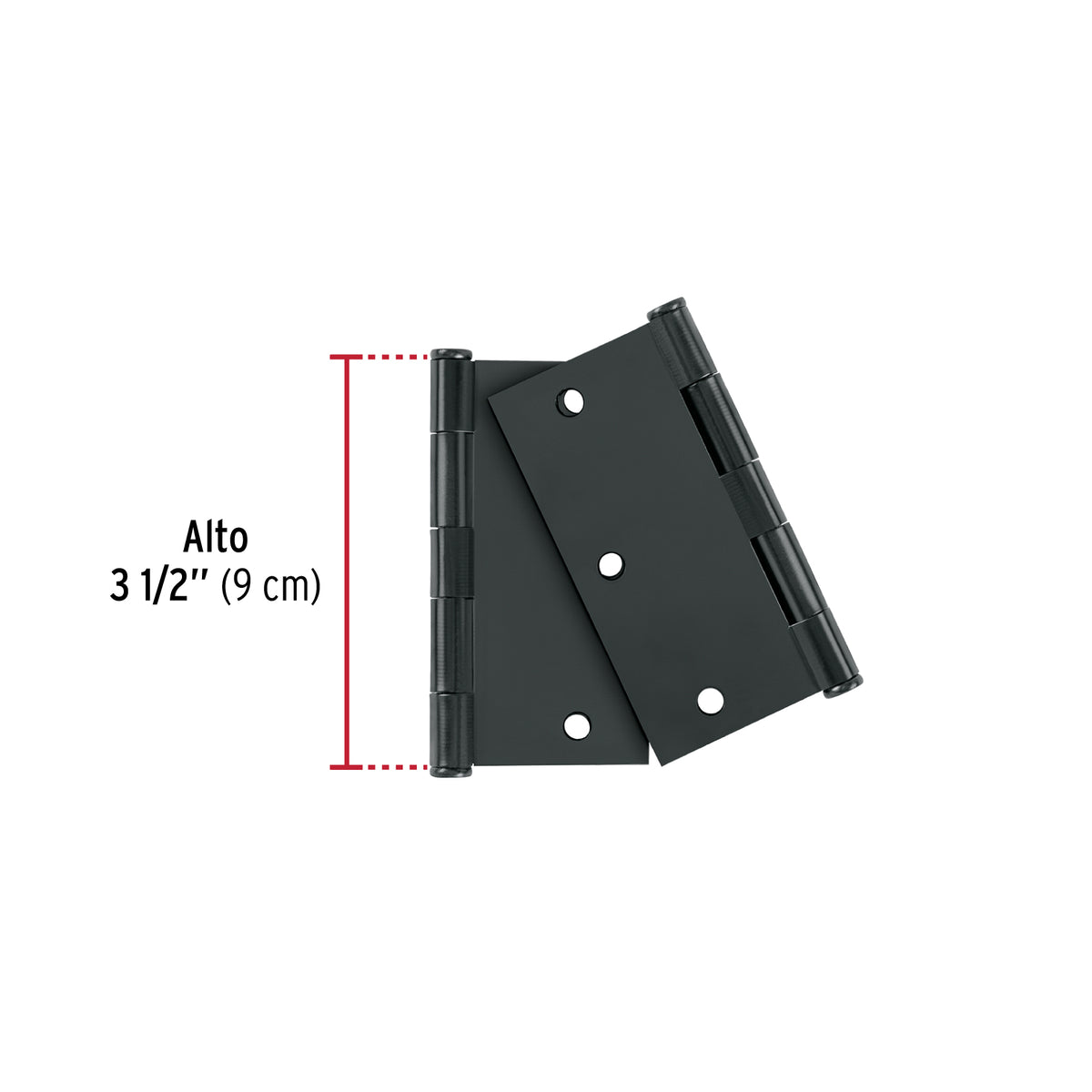 Bolsa 2 bisagras cuadradas 3-1/2", negro mate, plana, BASIC · vista 2