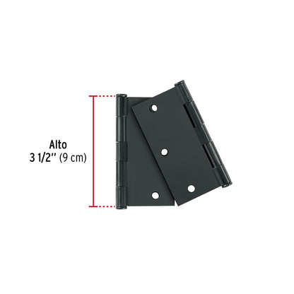 Bolsa 2 bisagras cuadradas 3-1/2", negro mate, plana, BASIC · vista 2